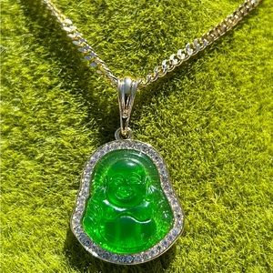 Laminated gold necklace with Buddha pendant